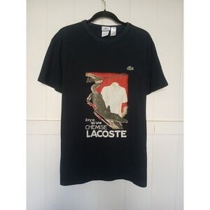 Lacoste Sport T-Shirt Crocodile Graphic Chemise Logo Tee Men's 5 Black Cotton SS